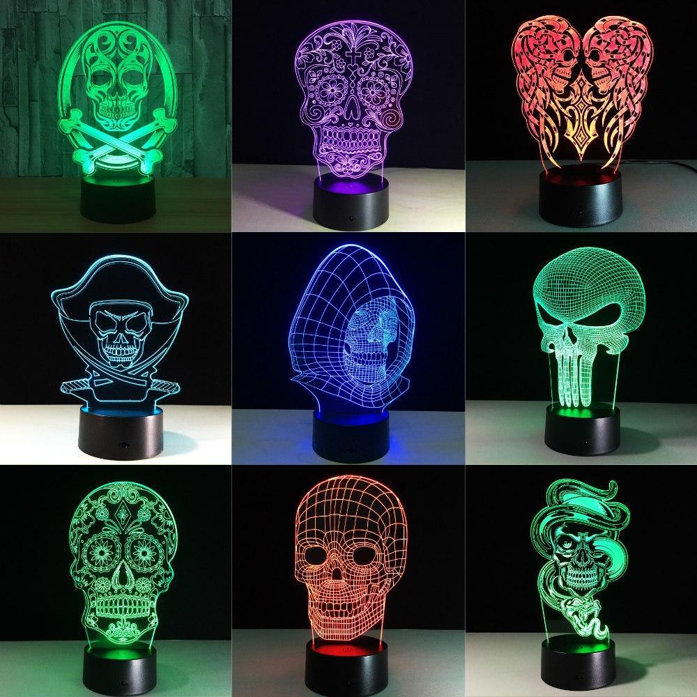 3D LED Hologram Night Light – Color-Changing Skull Lamp with Remote Control | Unique Acrylic Illusion Lamp for Home Décor & Gifts