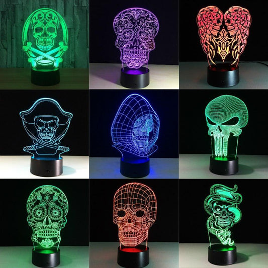3D LED Hologram Night Light – Color-Changing Skull Lamp with Remote Control | Unique Acrylic Illusion Lamp for Home Décor & Gifts