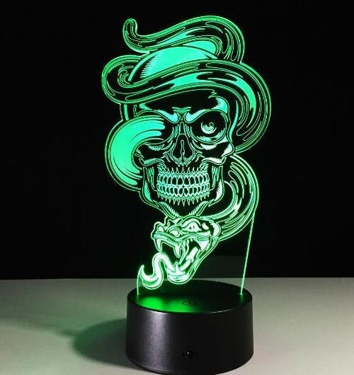 3D LED Hologram Night Light – Color-Changing Skull Lamp with Remote Control | Unique Acrylic Illusion Lamp for Home Décor & Gifts
