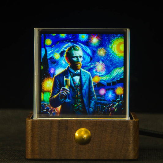 Creative Crystal LED Display Clock – Modern Animated Glass Ornament for Home & Office Decor