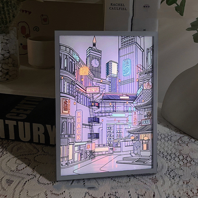 Modern LED Wooden Desk Light Painting — Minimalist USB Touch Lamp for Bedroom & Living Room Décor