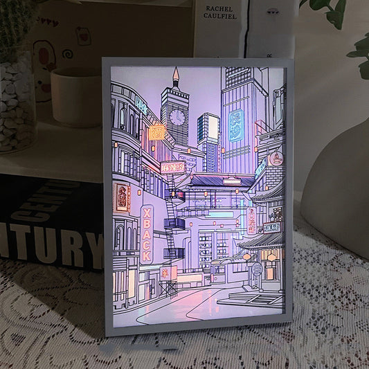 Modern LED Wooden Desk Light Painting — Minimalist USB Touch Lamp for Bedroom & Living Room Décor